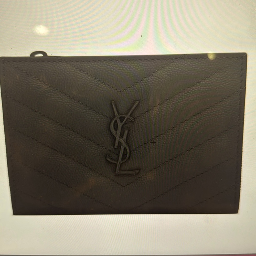 Saint Laurent (YSL) Bi-Fold Wallet in Grain De Poudre Leather - Black on Black